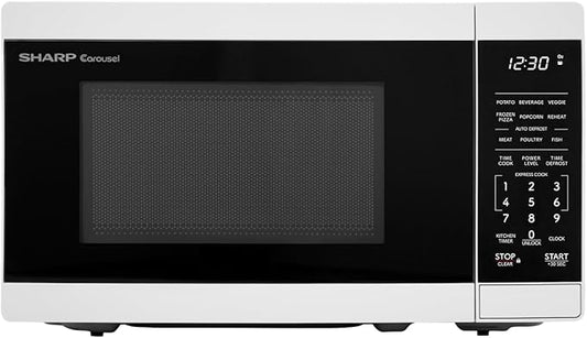 SHARP Compact Countertop Microwave Oven with Removable 10" Carousel Turntable, 700 Watt, 0.7 Cubic Feet, White