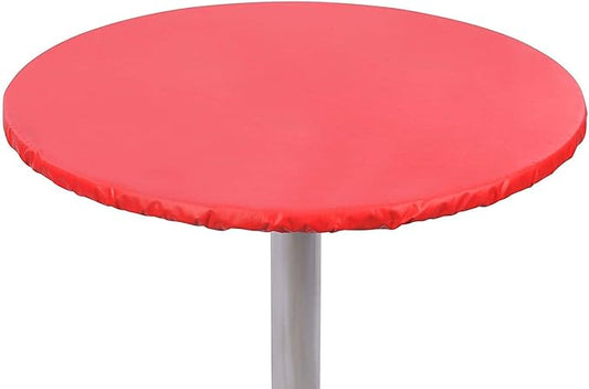 Yourtablecloth Heavy Duty Vinyl Round Fitted Tablecloth (Table Cover) with Flannel Backing Vibrant Colors Elasticized Tablecloth Great for Indoor and Outdoor Dining and Playing Cards 54” Ruby Red