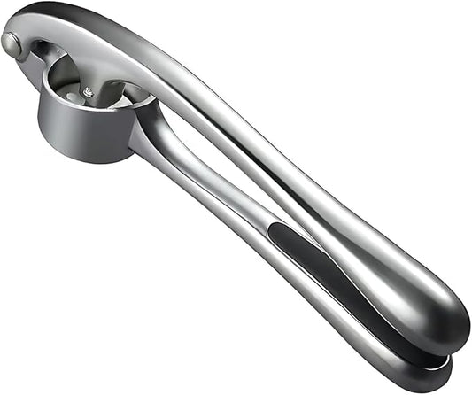 Garlic Press Set - Professional Stainless Steel Garlic Mincer with Silicone Peeler and Cleaning Brush, Rustproof Dishwasher Safe Kitchen Tool