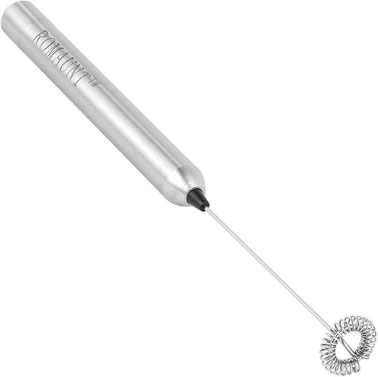 Handheld Milk Frother, ROMAUNT Battery Operated Electric HandHeld Portable Mini Mixer Machine Foam Coffee Maker for Latte Cappuccino Milk Foamer 304 Stainless Steel Whisk
