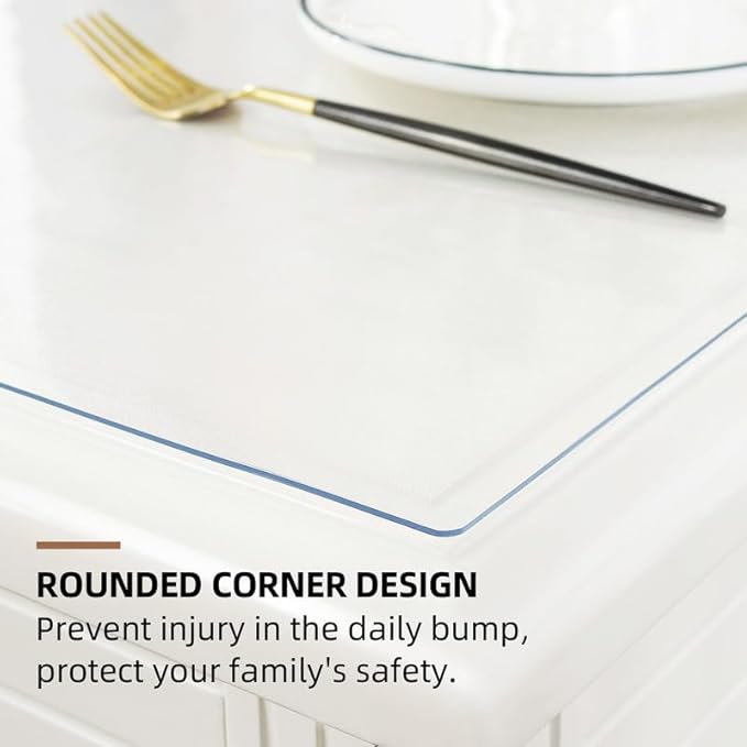 Warmstar Clear Table Cover Protector 24 x 48 Inch,1.5mm Thick Plastic Table Cover Rectangle,PVC Clear Table Protector,Desk Protector Mat for Kitchen, Dresser, Writing Desk，Dining Room Table