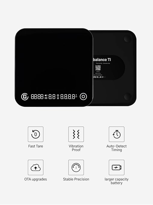 Coffee Scale with Timer and Flow Rate Tracking, 0.1g Precision, 3kg Capacity, Rechargeable, Smart App Compatible, Ideal for Espresso and Pour Over Brewing