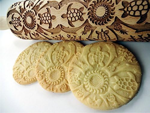 HAWAII Rolling Pin with Pineapple Dolphin Turtle Seaside Beach Sun Hawaii Pattern Design Baking Tool