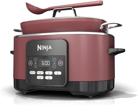 Ninja Foodi PossibleCooker PRO 14-in-1 8.5 Qt Multi-Cooker – Replaces 14 Tools, Nonstick Pot, Glass Lid & Integrated Spoon (Cherry Tarte)