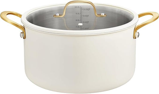 BEZIA 6 QT Stainless Steel Stockpot with Lid, Casserole with Lid, Soup Pot with Sturdy Handle, Even Heat Distribution, Induction Cooking Pot for All Stoves, Ideal for Soups & Stews