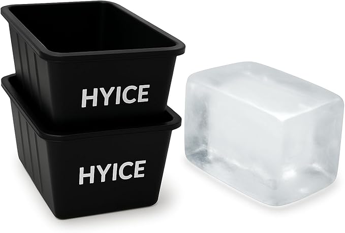 2-Pack 8 lb HYICE Ice Block Mold for Cold Plunge, blocks for cold plunge, Extra Large, ice Bath Accessories, Durable, (Total 16 lb) - Black