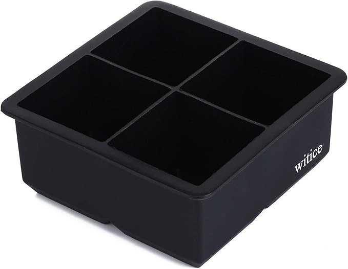 Silicone Ice Cube Trays Large for Whisky(2.5-Inches) - Whiskey Ice Cube Mold, With Easy Release Ice Cubes for Whiskey and For Cocktail,Food Grade (Black 1 Tray)
