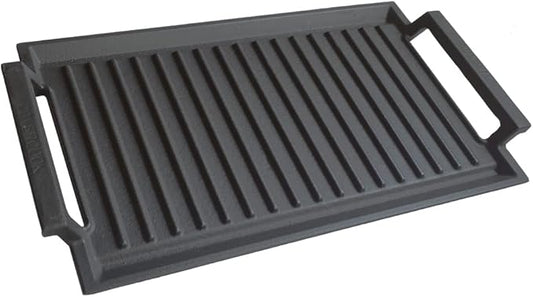 COVERCOOK Griddle Pan, Cast Iron Grill Hot Plate, Rectangular Grill, 2 handles with Ridged Surface for Induction Electric Cooktop，16 x 9inch