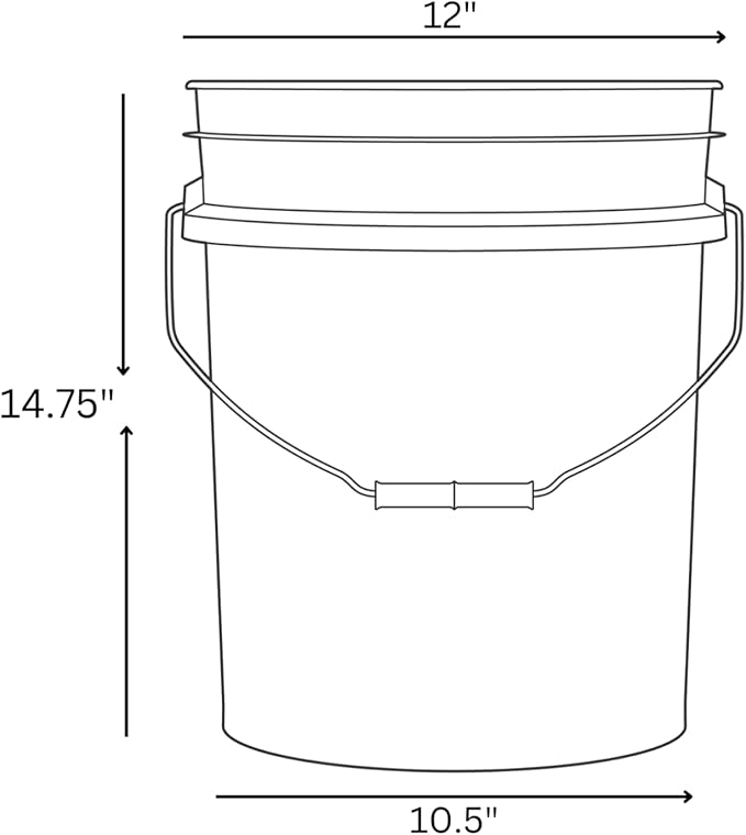 House Naturals 5 Gallon Premium HPDE Plastic Bucket - Made in USA Food Grade Storage Container, BPA Free All Purpose Pail (3, Dark Green)