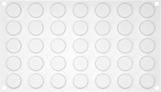 Funshowcase Mini Round Disc Silicone Mold Tray per Cavity 0.9x0.9x0.4inch 35 Cavities