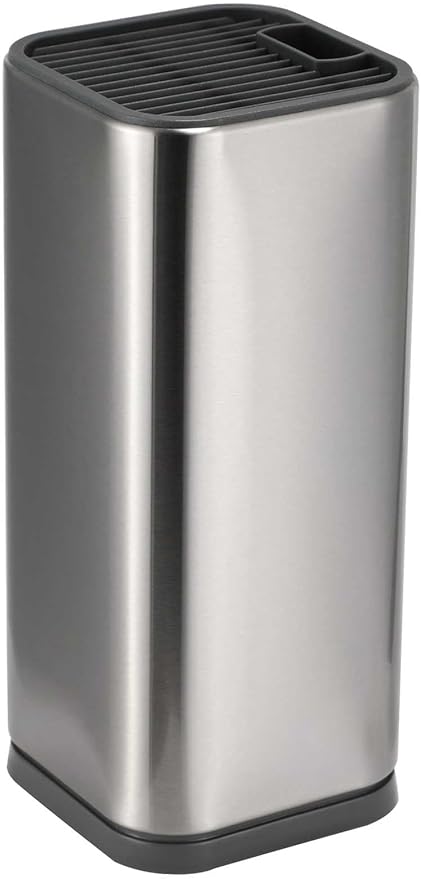 Dura Living Universal Knife Block Holder, Stainless Steel Knife Stand Without Knives, Safe Space Saver Stable Knife Storage with Scissors Slot, Detachable for Easy Cleaning, Kitchen Organizer, Silver