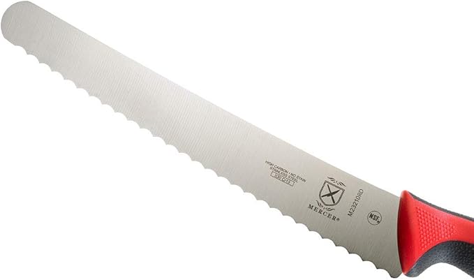 Mercer Culinary Millennia Color Handle Cutlery 10" Bread Knife (Wavy Edge Wide) Red