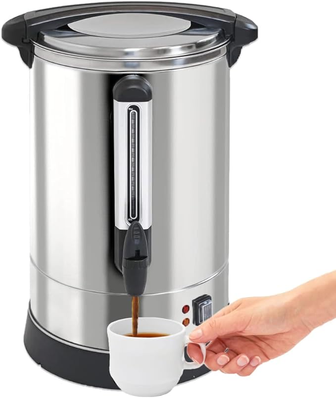 100-Cup XL Commercial Coffee Urn | Stainless Steel Coffee Maker Hot Beverage Dispenser for Catering & Events | Extra Large Commercial Size Coffee Brewer Broiler