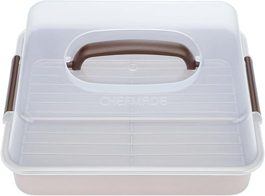 CHEFMADE Roasting Pan with Rack, 13-Inch Non-Stick Rectangular Deep Dish Oven-BBQ Bakeware for Oven Baking 9" x 13" x 2.4" (Champagne Gold)