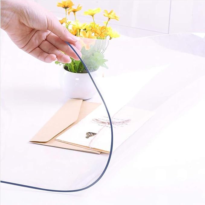 NECAUX Custom 16 x 36 Inch Clear Desk Cover Protector, 1.5mm Thick Plastic Desk Pad, Desk Protector Clear, Desk Mats on top of Desks, Vinyl Clear Table Cover Protector for Computer Desk, Writing Desk