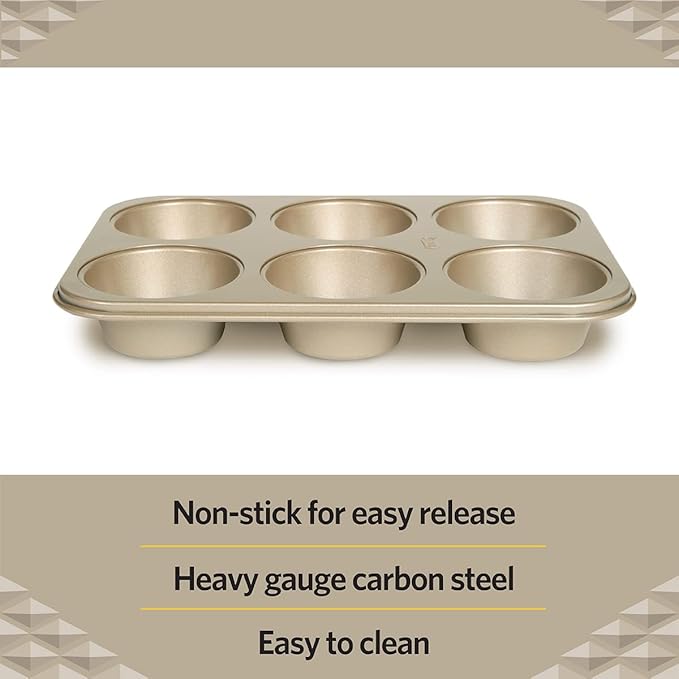 Glad Nonstick Jumbo Muffin Pan | Heavy Duty Metal | For Cupcakes | 6-Cup, Pack of 6