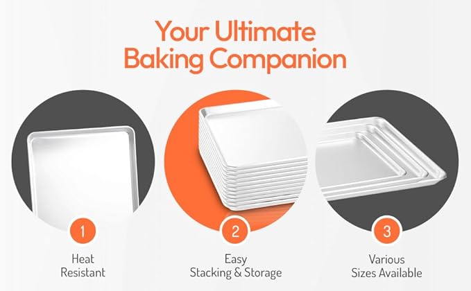 Tiger Chef Full Size 18 x 26 inch Aluminum Sheet Pan Commercial Bakery Equipment Cake Pans 19 Gauge 12 Pack