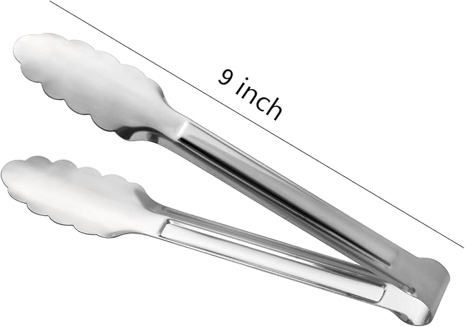 Serving Tongs, Stainless Steel Kitchen Cooking Food Buffet Salad Appetizer Tong 6 Pack 9 Inch