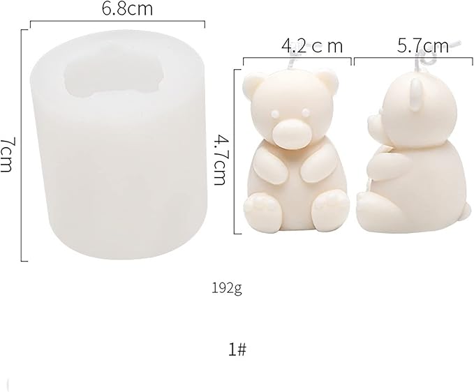 2 pcs Cute Bear Mold Bear Silicone Wave Spiral Candle Mold - Silicone Resin Casting Molds for Candle & Resin & Soap Craft Supplies