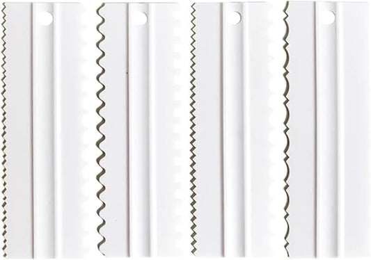 Cake Scrapers Set Decorating Comb and Icing Smoother, Plastic Sawtooth Scraper Polisher Butter Mousse Cream Cake Edge DIY Tool -8 Design Textures (White)