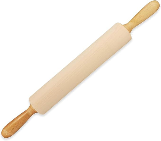 Frieling Maple Rolling Pin with Handles - 2.4-in x 12-in Barrel, Natural Wood - Baking Essentials, Pastry Roller & Pizza Dough Roller