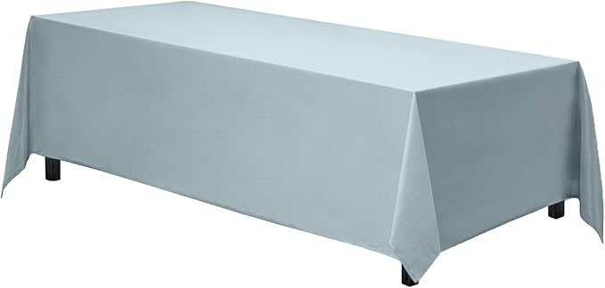 Gee Di Moda Rectangle Tablecloth - 90 x 132 Inch Baby Blue Table Cloth for 6 Foot Table with Floor-Length Drop - Heavy Duty Washable Fabric - 6 Ft Buffet Table, Holiday Party, Wedding & Baby Shower