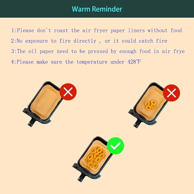 parchment paper for air fryer, 8.9inch square air fryer liners disposable,125PCS Non-stick parchment paper sheets for 8-12QT airfryer liners, Baking, Roasting Microwave