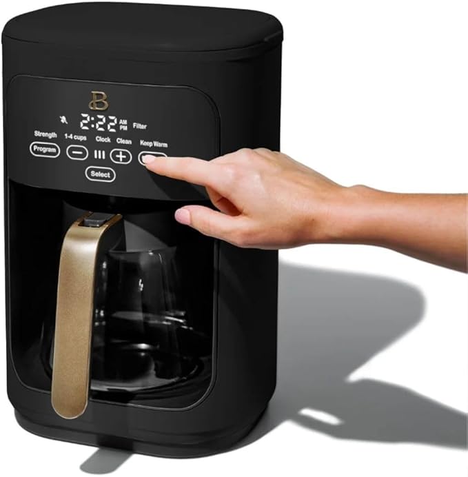 Beautiful 14Cup Programmable Coffee Maker, Touch-Activated Display, Auto Brew with 3 Flavor Options (Black Sesame)