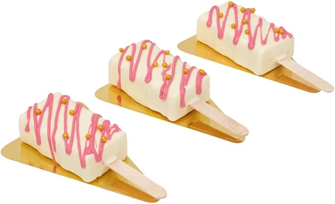 Pastry Tek 4 Cavities Popsicle Molds, 10 Rectangle Cakesicle Molds - Flexible, Freezable, White Silicone Cake Popsicle Molds, Easy Release, For Baking - Restaurantware