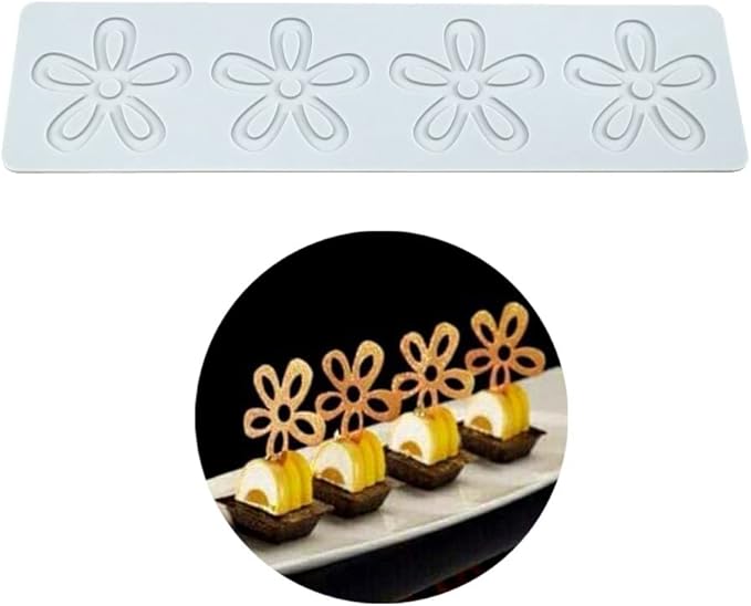 Silicone Molds 3D Hollow Leaf Chocolate Molds Honeycomb Bee Candy Mold Flower Pattern Fondant Mold Cake Topper Sugar Craft Decoration (N_Flower_10.16 * 2.8 * 0.08inch)
