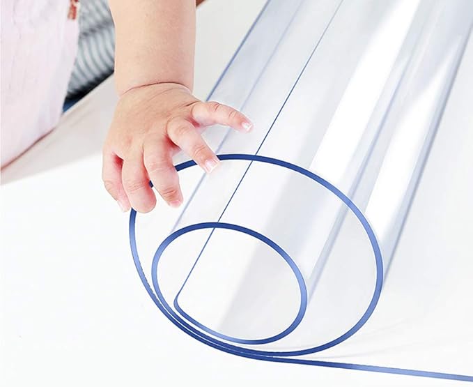 18X60 inch Clear PVC Table Protector Tablecloth Mat Plastic Tablecloth Waterproof Wipeable Vinyl Desk Pad Rectangle Wooden Sofa Patio Table Mat Billiard Desk Pad Furniture Protector Wipeable