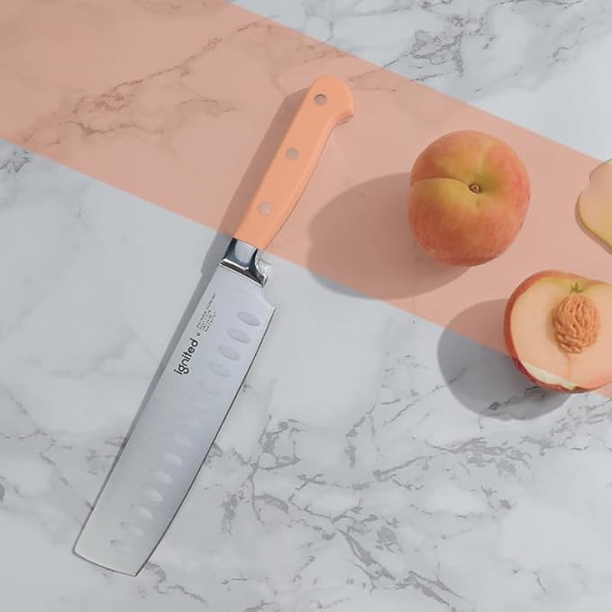 6.7 Inch Nakiri Knife, German High Carbon Steel Chef's Knife, Ergonomic ABS Handle, Various Vibrant Colors, Includes Gift Box