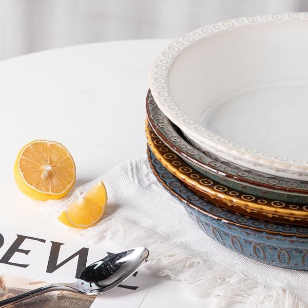 Sweejar Ceramic Pie Pan for Baking,Round Baking Dish Pan for Dinner 10 Inches, Pie Dish Non-Stick Pie Plate for Quiche, Tart, Cake, Pumpkin Pie, Pot Pies(Blue)