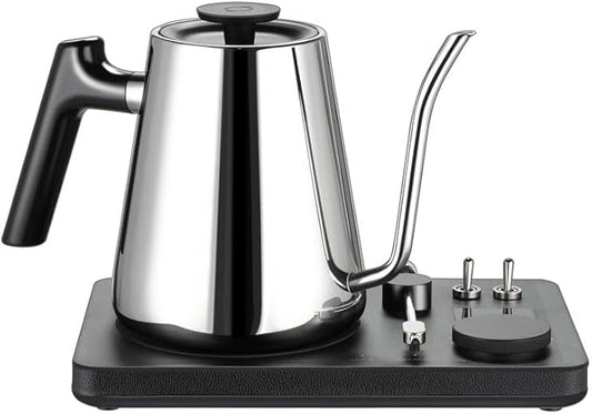 Lafeeca DJ Electric Gooseneck Kettle for Pour Over Coffee & Tea - Water Boiler - Turntable Design - Quick Heating & Temperature Control - Stainless Steel