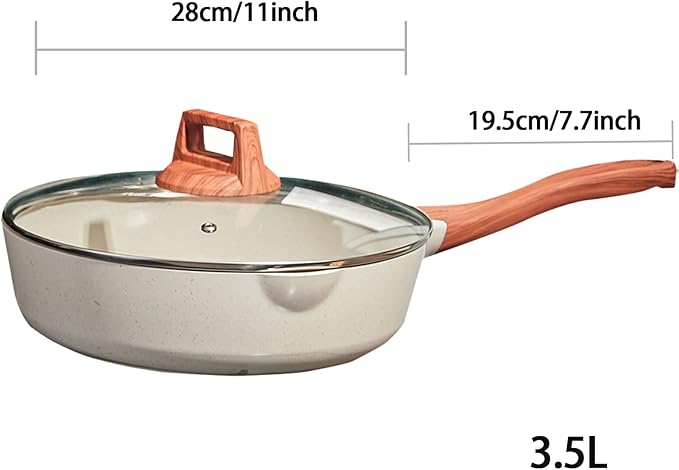 Frying Pans Nonstick with Lid, 10/11 inch Skillets and Frying pans,Granite Cooking Pan with Pour Spout,Non Toxic Pan for Stove,Induction,Gas,Pb, Cd PFOA Free(Granite, 11inch)
