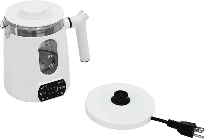 Electric Kettle,Temperature Control Glass Tea Maker LCD Display,Water Boiler & Heater With 360° Swivel Base and 6 Different Kinds of Functions For Coffee,Tea,Milk,Water,Hot Chocolate (White)