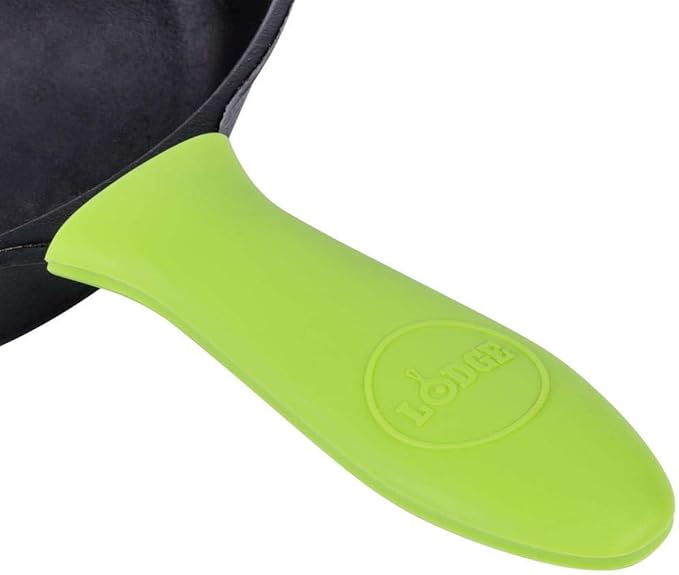 Lodge Silicone Hot Handle Holder - Dishwasher Safe Hot Handle Holder Designed for Lodge Cast Iron Skillets 9 Inches+ w/Keyhole Handle - Reusable Heat Protection Up to 500° - Green