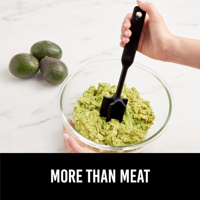 GORILLA GRIP Patented Heat Resistant Meat Chopper, Soft Handle, Nonstick Hamburger Smasher, Break Apart Food, Safe on All Cookware Ground Beef Grinder, Non Scratch Potato Masher Kitchen Tool, Black