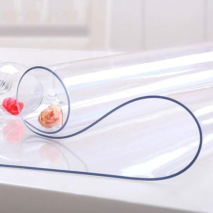 NECAUX 17 x 32 Inch Clear Table Protector, 1.5mm Thick Plastic Waterproof Desk Pad Table Cover, Multi-Surface Tablecloth for Dining, Writing, Side, End, Nightstand, Dresser, Vanity Decor