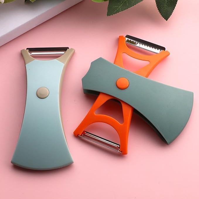 2 In 1 Fruit Peeler,Peeling and shredding Vegetables Potato Vegetable Peeler Carbon Steel Blade,Multi Function Stainless Steel Vegetable Peeler with Straight and Serrated Blades (2PCS-A)