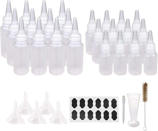 24pcs(12pcs 30ml; 12pcs 60ml) Plastic Squeeze Bottles with Twist Cap Cookie Decorating Supplies, Cookie Supplies Writer Bottles Food Coloring and Royal Icing Supplies