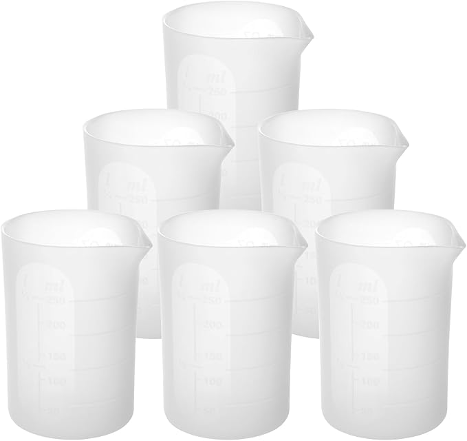 Gartful 250ml Large Silicone Measuring Cups, 8OZ Reusable Squeeze and Pour Resin Cups for Epoxy, Casting Molds, Slime, Craft Art Projects, Cup Making, Waxing, 6 Packs