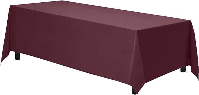 Gee Di Moda Rectangle Tablecloth - 90 x 156 Inch Burgundy - Heavy Duty Washable Polyester - 8 Ft Table, Holiday Party, Wedding & Baby Shower
