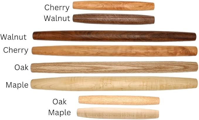 Handmade 12" Walnut French Rolling Pin for Dough - Tapered Wooden Rolling Pin for Baking, Pizza, Chapati, Tortilla, and More - Crafted in Kentucky