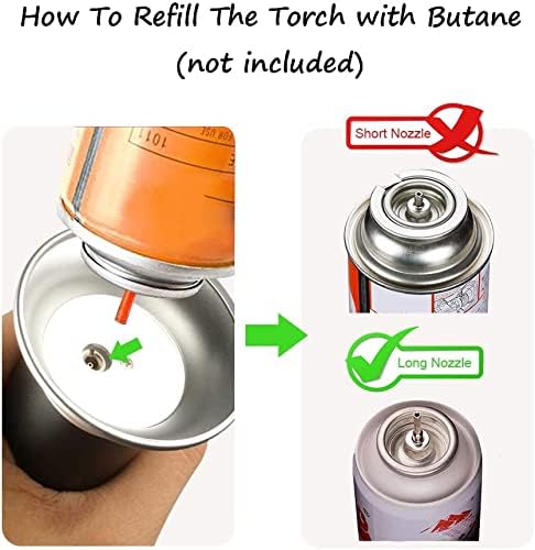 Blow Torch, Home-Grade Kitchen Cooking Torch with Lock Adjustable Flame Refillable Mini Blow Torch Lighter for BBQ, Baking, Brulee Creme,Light Cooking Tasks,DIY Soldering (Butane Gas Excluded)