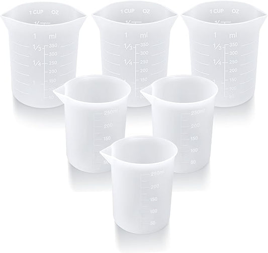 Palksky Silicone Measuring Cups for Melting Chocolate, 6PCS Chocolate Melting Cup with 250 & 350ml Capacity, Reusable Baking Supplies for DIY Chocolate Molds