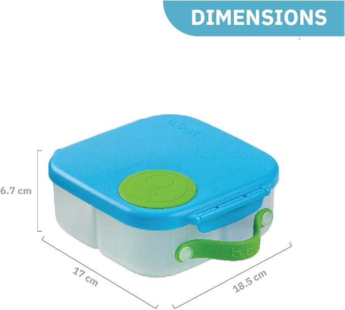 b.box Mini Lunch Box, Bento Box for Kids, Snack Container with 2 Leak Proof Compartments, Reusable Snack Containers with Lids, Kids Lunch Boxes Ages 3+, BPA Free, 4 1/4 Cup Capacity (Ocean Breeze)