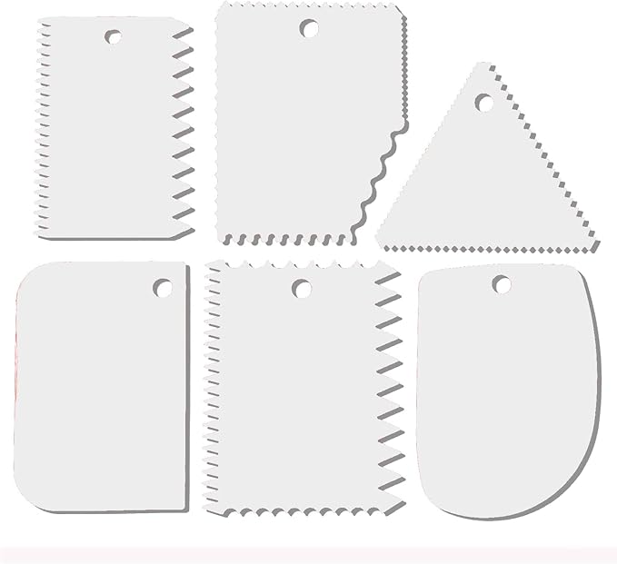 Cake Scraper, Cake Smoother Scraper Set, Dough Scraper Icing Scraper Polisher Tool, Cake Decorating Comb, Icing Smoother Plastic Sawtooth Cake Icing Kitchen Baking Cake Edge (white)