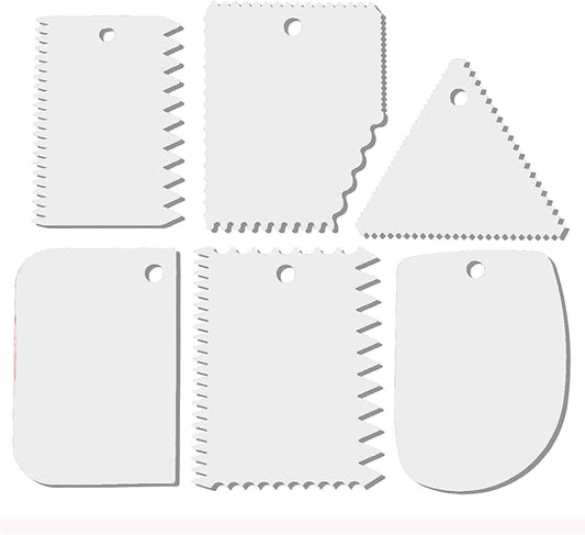 Cake Scraper, Cake Smoother Scraper Set, Dough Scraper Icing Scraper Polisher Tool, Cake Decorating Comb, Icing Smoother Plastic Sawtooth Cake Icing Kitchen Baking Cake Edge (white)