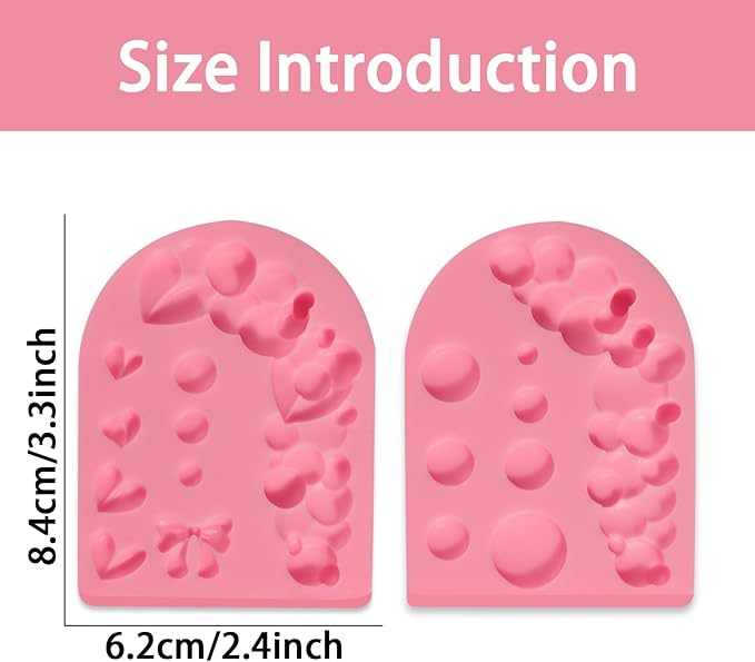 2 Pcs Hemisphere Pearl Bubble Fondant Molds, Bow 3D Chocolate Ball Silicone Mold, Home Baking Lace Cake Border Candy Mold for Sugar Craft, Gum, Clay, Resin